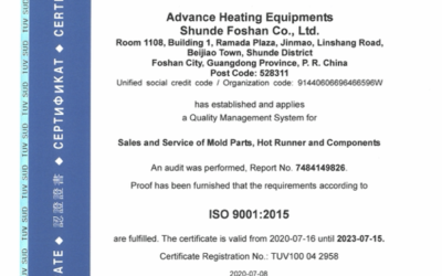 Heatlock PRC operations TÜV SÜD ISO9001:2015