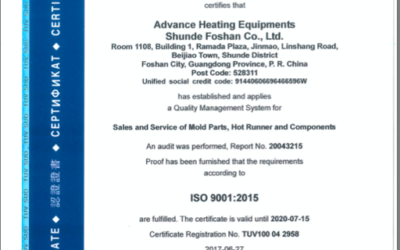 Heatlock PRC operations TÜV SÜD certified ISO9001:2015